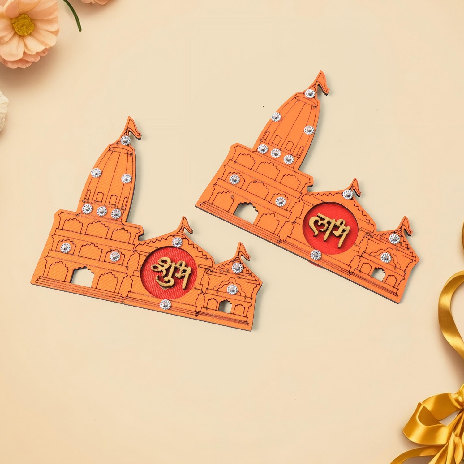 Shubh Labh Ram Temple / Mandir Design Decorative Wall Sticker (2 Pc) Shubh Labh Ram Temple / Mandir Design Decorative Wall Sticker (2 Pc)